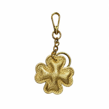 Portachiavi charm borsa quadrifoglio pelle oro