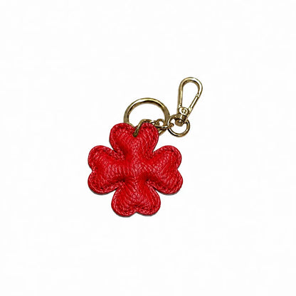 Portachiavi charm borsa quadrifoglio pelle rosso
