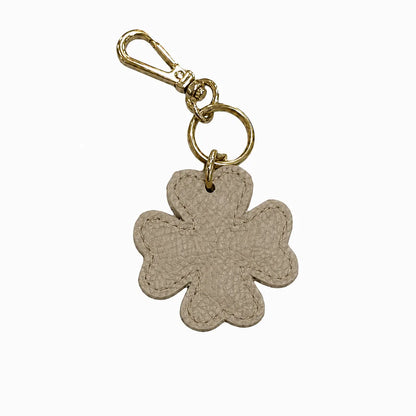 Portachiavi charm borsa quadrifoglio pelle taupe