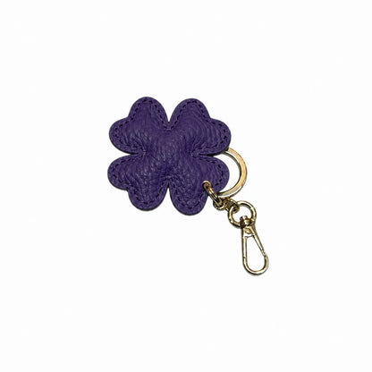 Portachiavi charm borsa quadrifoglio pelle viola