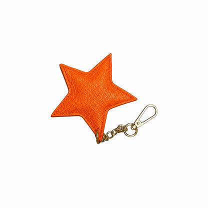 Portachiavi charm pelle modello stella arancione