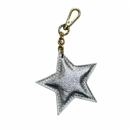 Portachiavi charm pelle modello stella argento