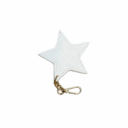 Portachiavi charm pelle modello stella bianco