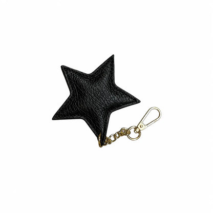 Portachiavi charm pelle modello stella nero