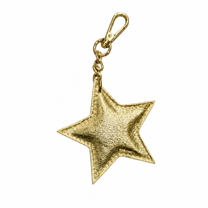 Portachiavi charm pelle modello stella oro