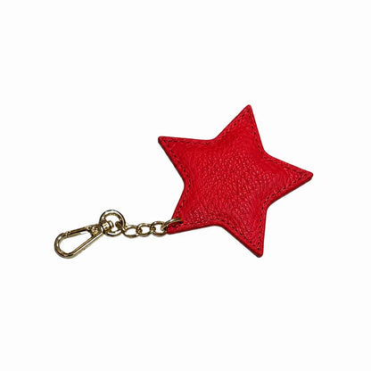 Portachiavi charm pelle modello stella rosso