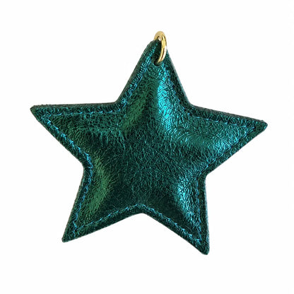 Portachiavi charm pelle modello stella verde laminato