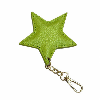 Portachiavi charm pelle modello stella verde pistacchio