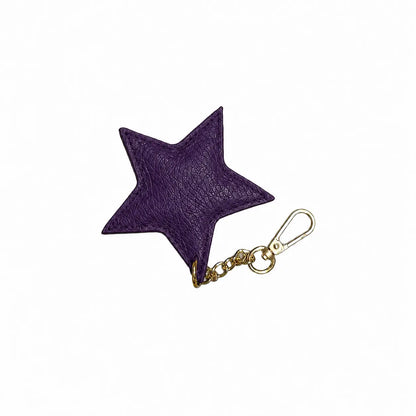 Portachiavi charm pelle modello stella viola