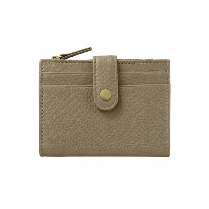 Portafoglio bottoncino vera pelle beige