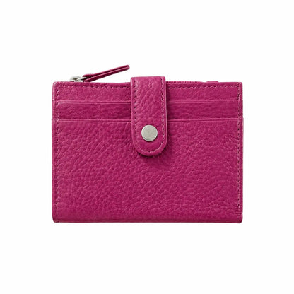 Portafoglio bottoncino vera pelle fucsia