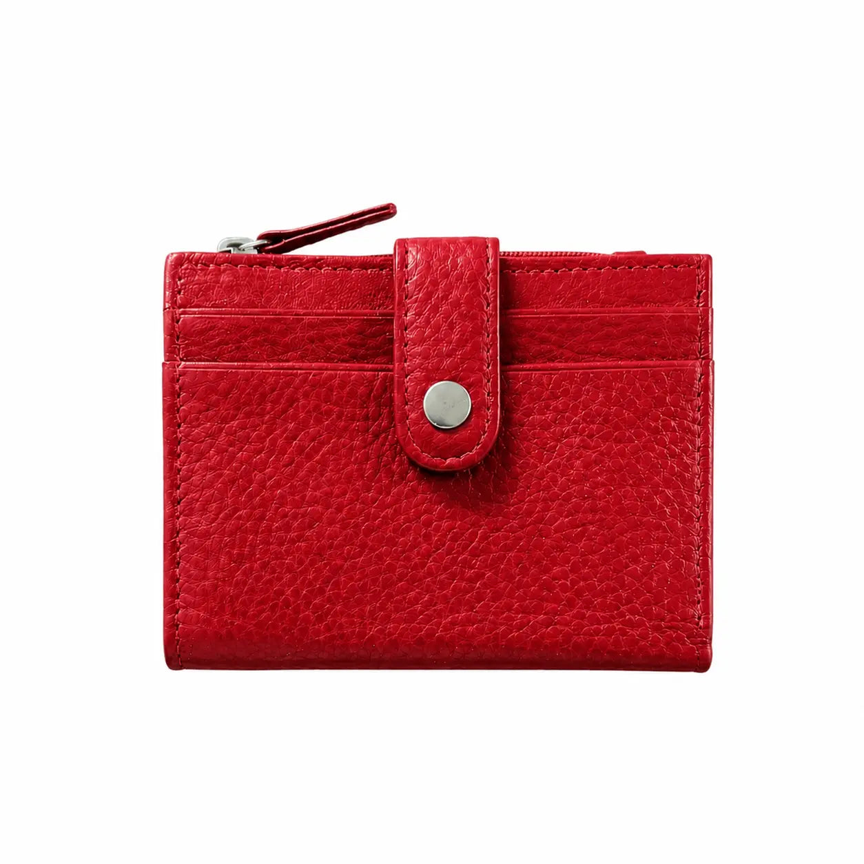 Portafoglio bottoncino vera pelle rosso