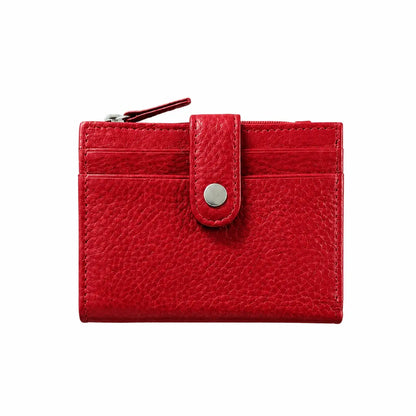 Portafoglio bottoncino vera pelle rosso