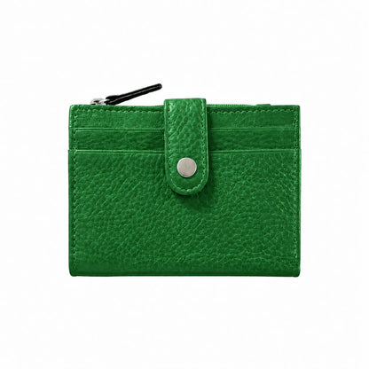 Portafoglio bottoncino vera pelle verde prato
