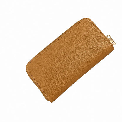 Portafoglio classico donna zip around cammello