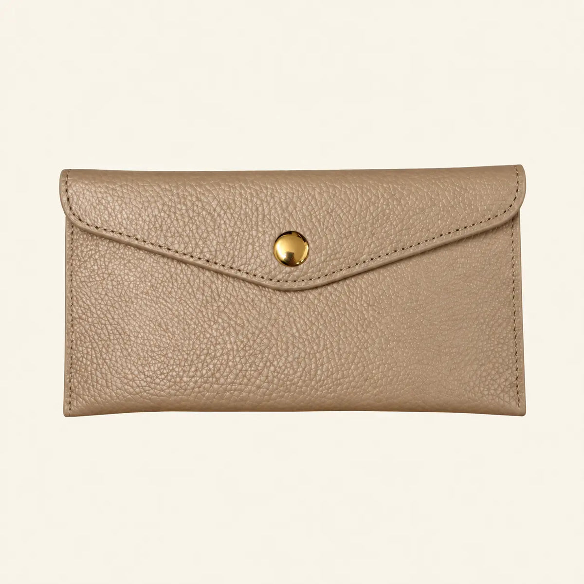 Portafoglio piatto vera pelle donna beige