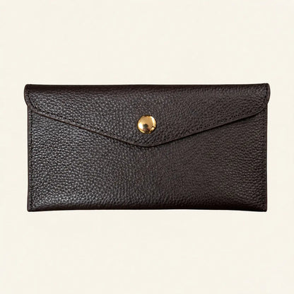 Portafoglio piatto vera pelle donna nero