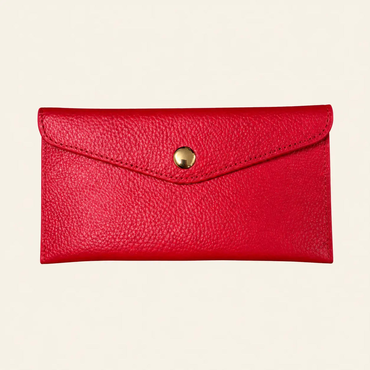 Portafoglio piatto vera pelle donna rosso