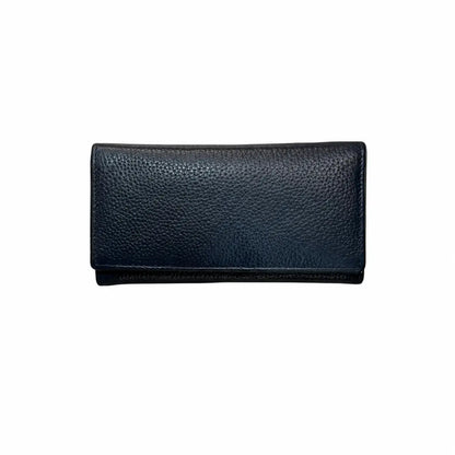 Portafoglio stiloso vera pelle bottone blu