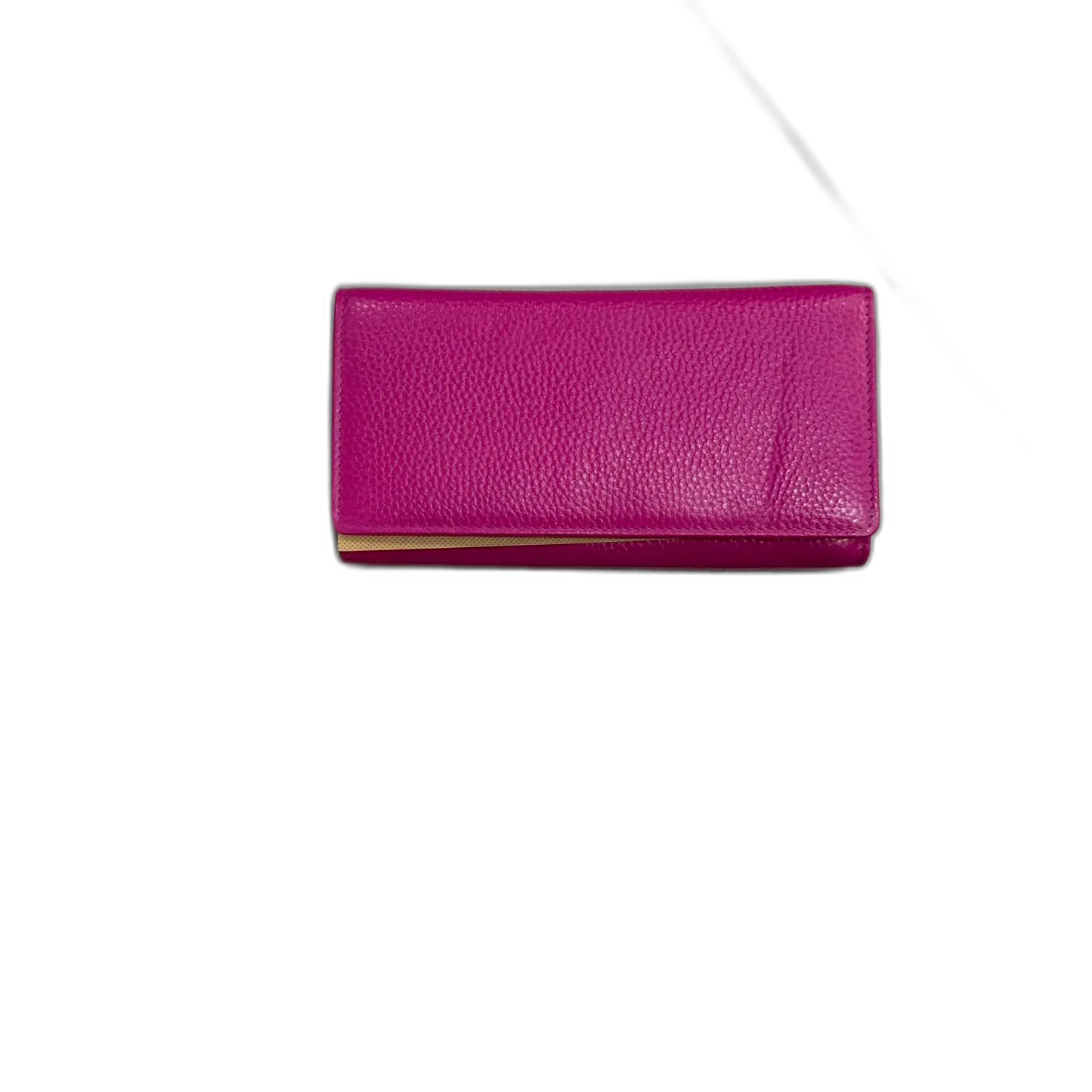 Portafoglio stiloso vera pelle bottone fucsia