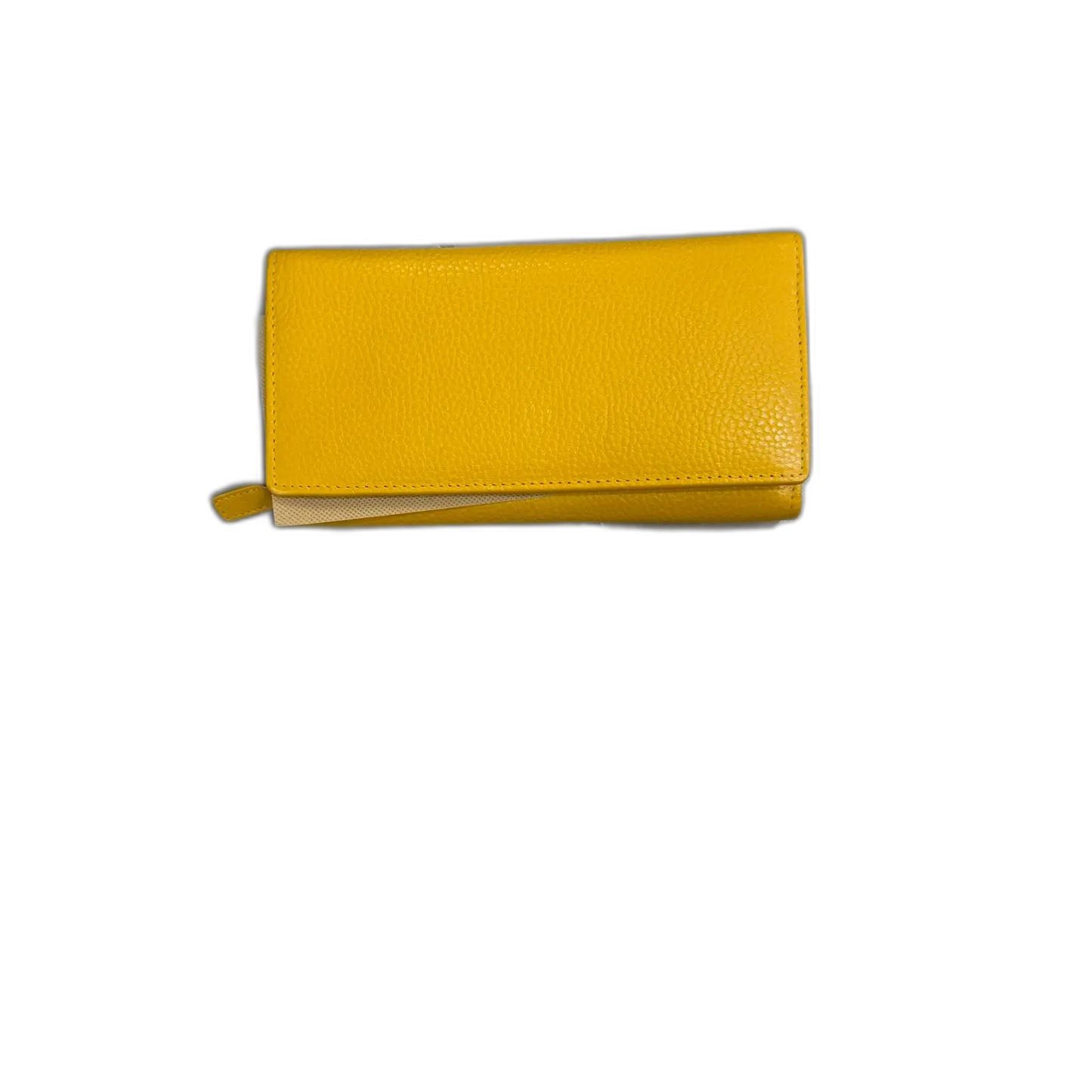 Portafoglio stiloso vera pelle bottone giallo