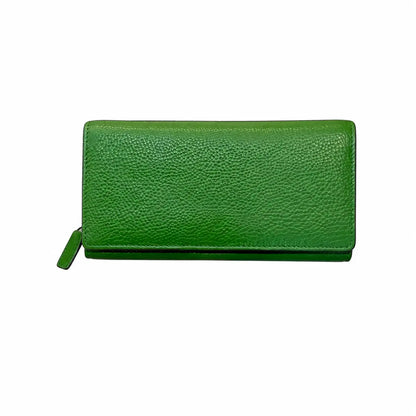 Portafoglio stiloso vera pelle bottone verde