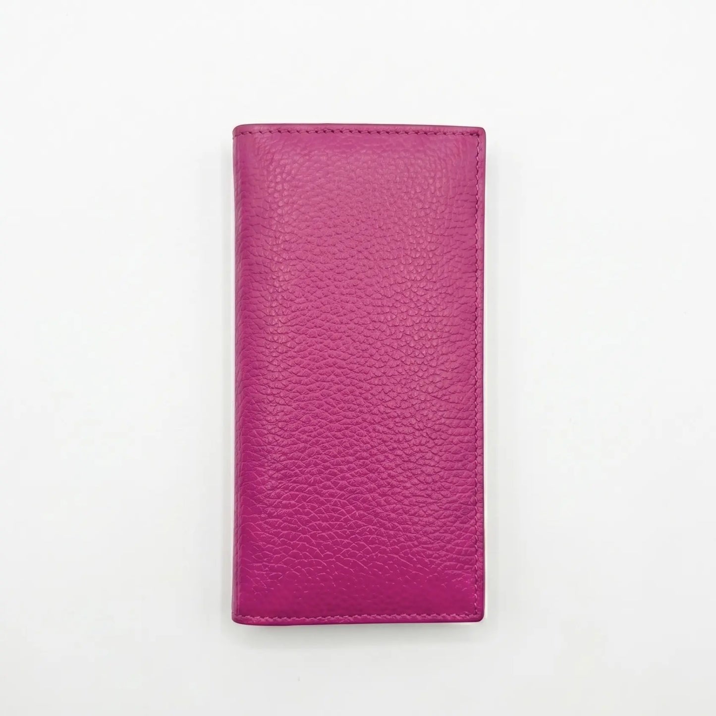 Portafoglio zip around vera pelle fucsia