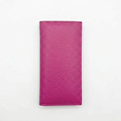 Portafoglio zip around vera pelle fucsia