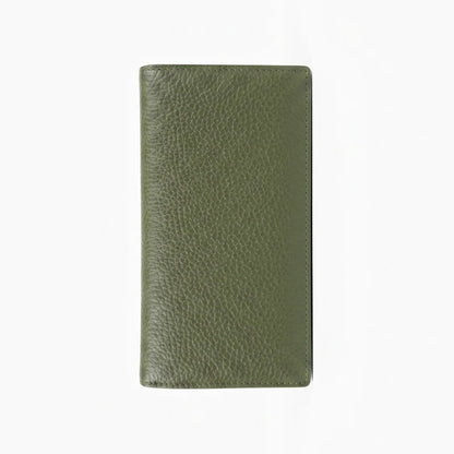 Portafoglio zip around vera pelle verde militare