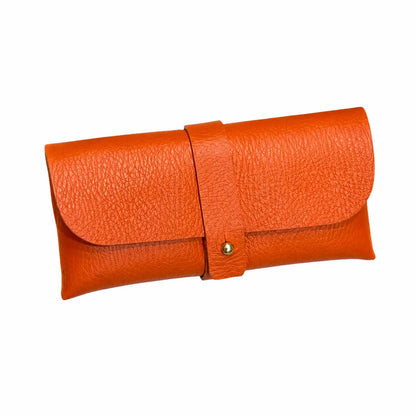 Portaocchiali in pelle martellata arancione