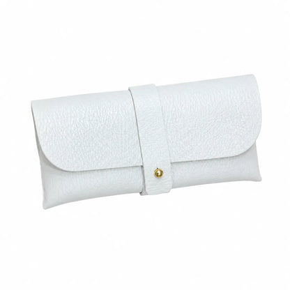 Portaocchiali in pelle martellata bianco