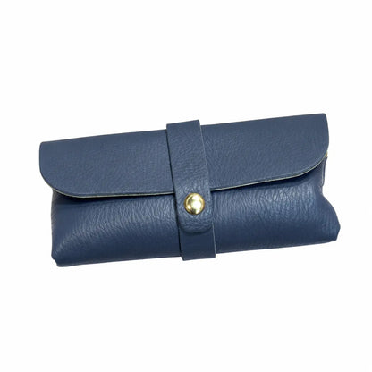 Portaocchiali in pelle martellata blu