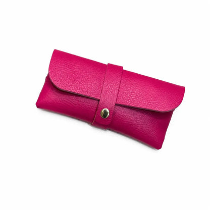 Portaocchiali in pelle martellata fucsia