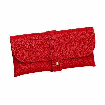 Portaocchiali in pelle martellata rosso