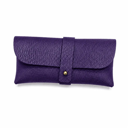 Portaocchiali in pelle martellata viola