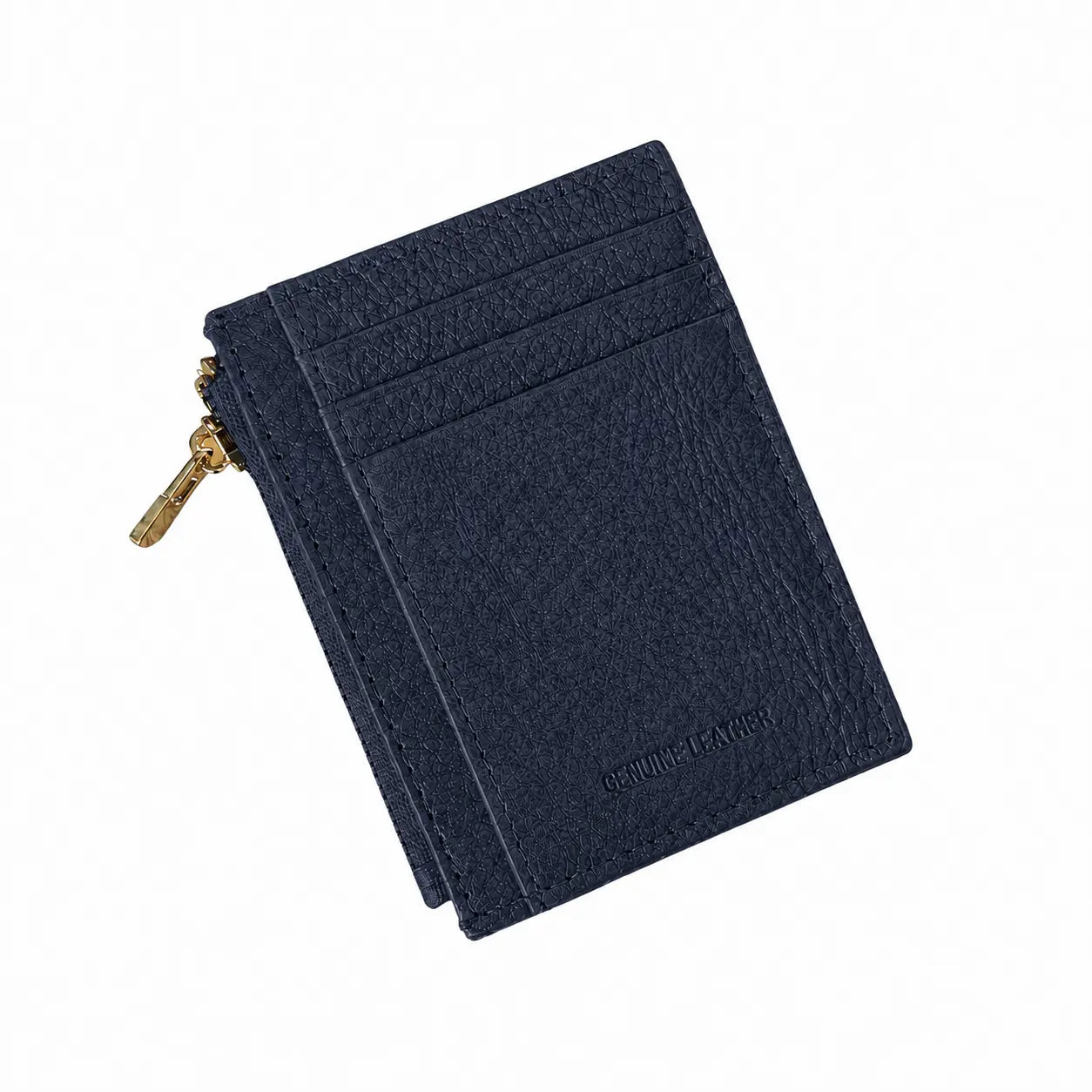 Portatessere zip vera pelle blu navy