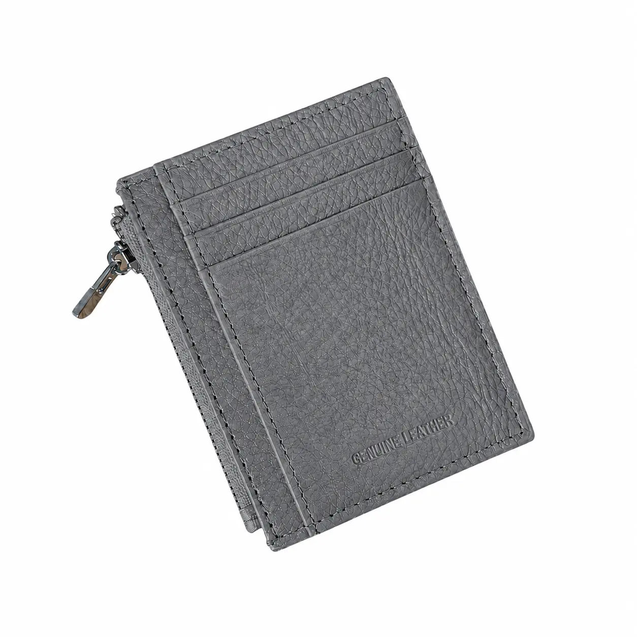Portatessere zip vera pelle grigio
