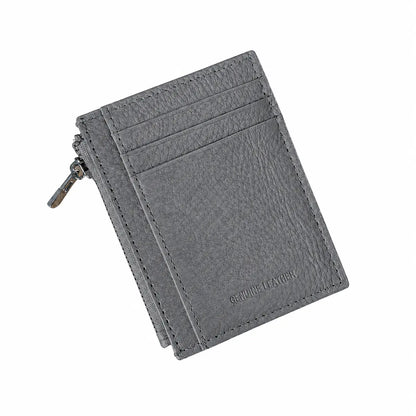 Portatessere zip vera pelle grigio