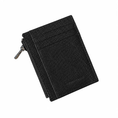 Portatessere zip vera pelle nero